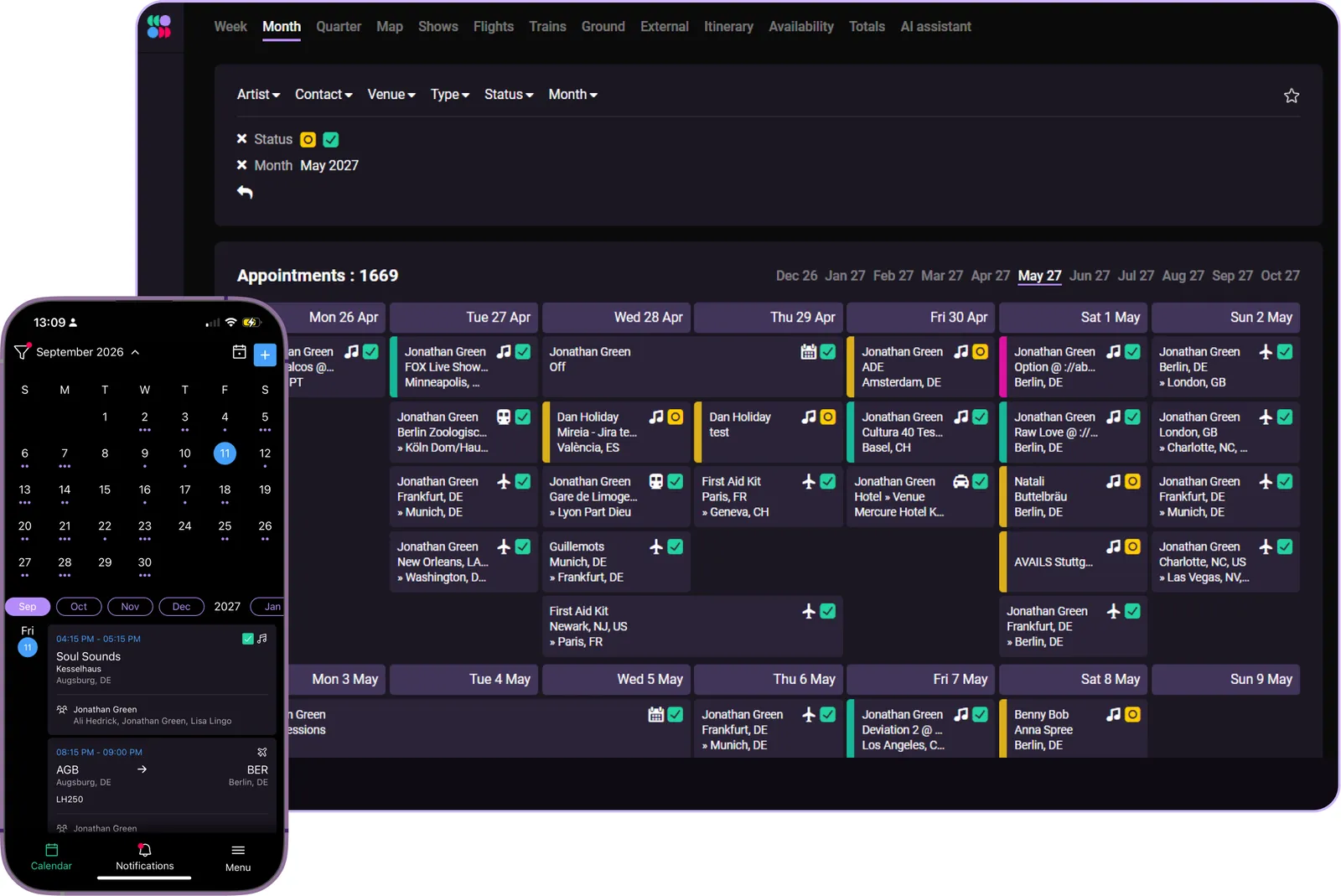 De agenda en mobiele app van SystemOne. Screenshot: systemonesoftware.com